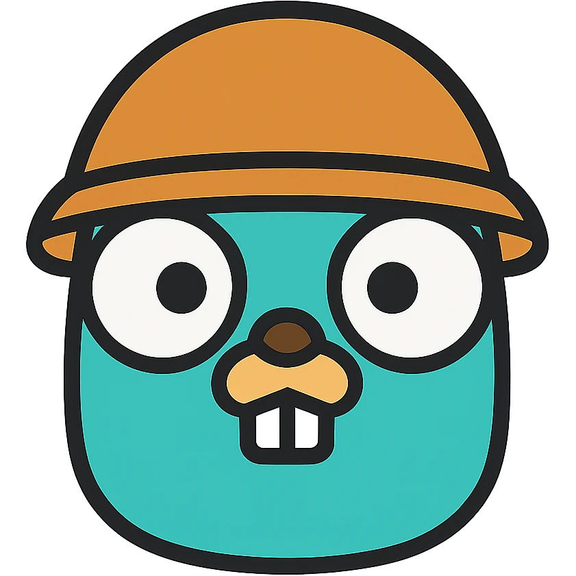 Gopher with a different style of helmet in color outline icon style, with no background. emoji