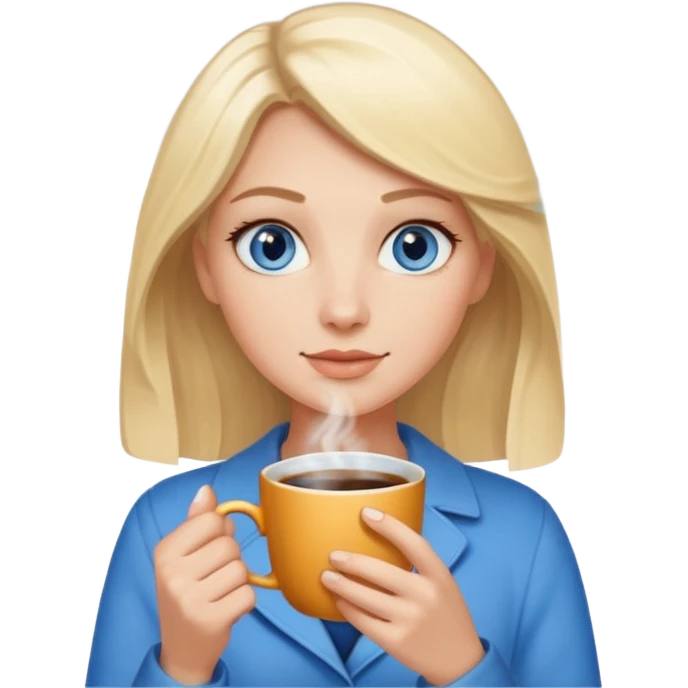 Blonde with blue eyes  with hot coffee emoji