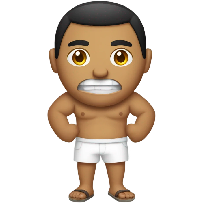 Angry Samoan guy holding jandal in hand emoji