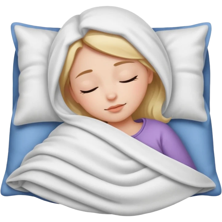 a girl sleep with comfy blanket emoji