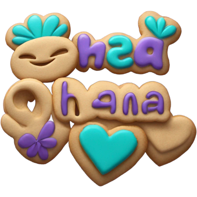 Teal purple Cookie heart with ohana emoji