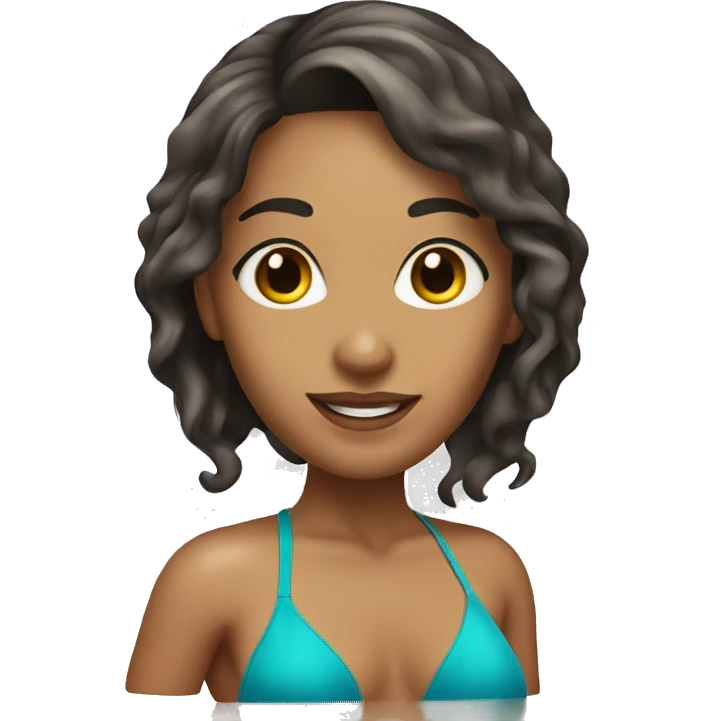 An attractive woman Latina colored with long hair and wearing a swimming bikini  emoji