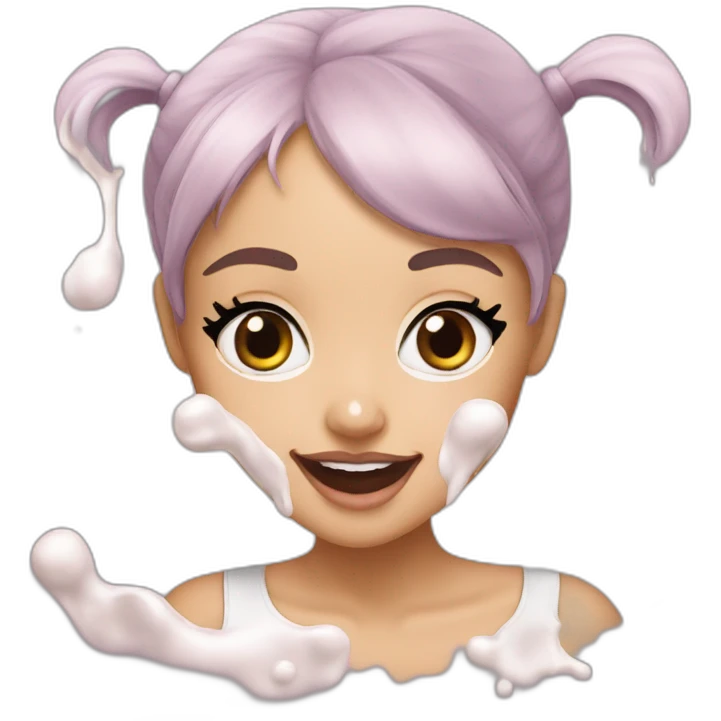 ariana grande with multiple large milk stains emoji