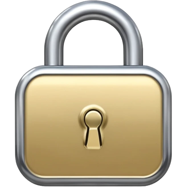 Chrome silver lock emoji, iOS emoji style, smooth metallic surface, rounded edges, reflective highlights, minimalistic emoji