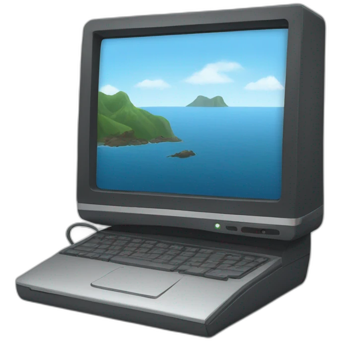 computer with the video call on the screen emoji