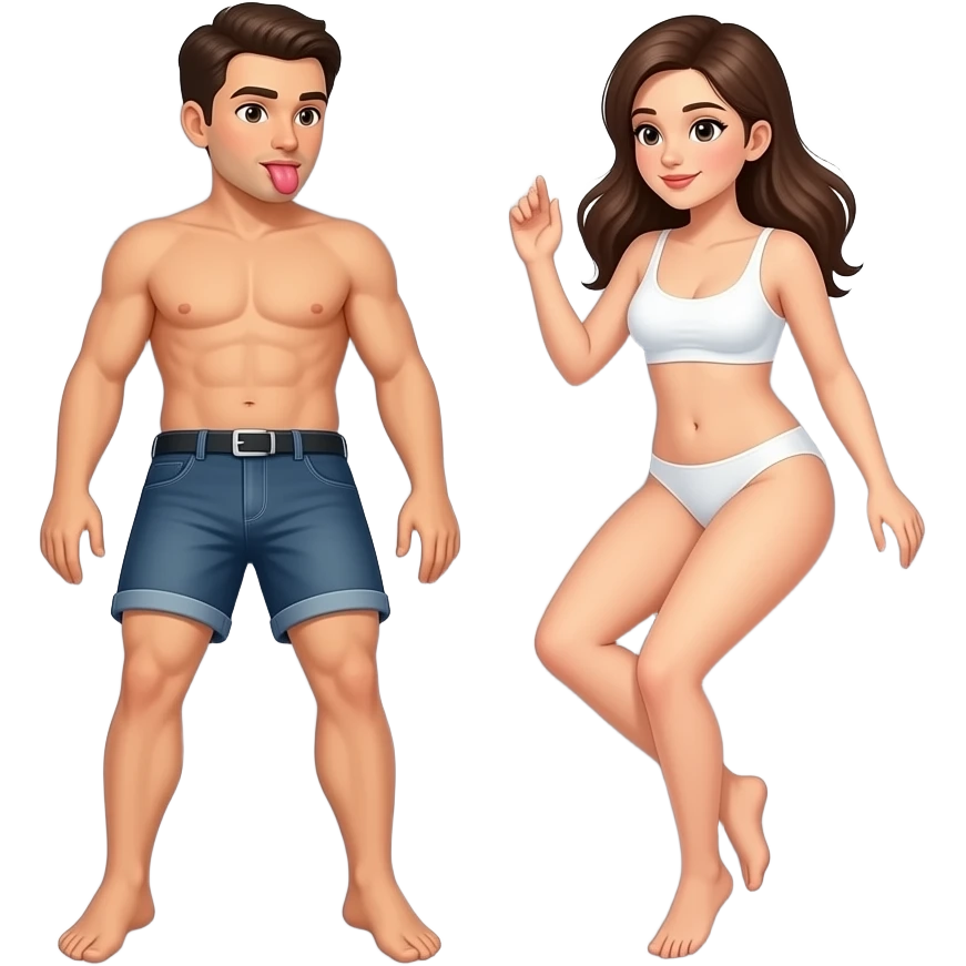 Naked man licks between legsfully naked woman in bed emoji