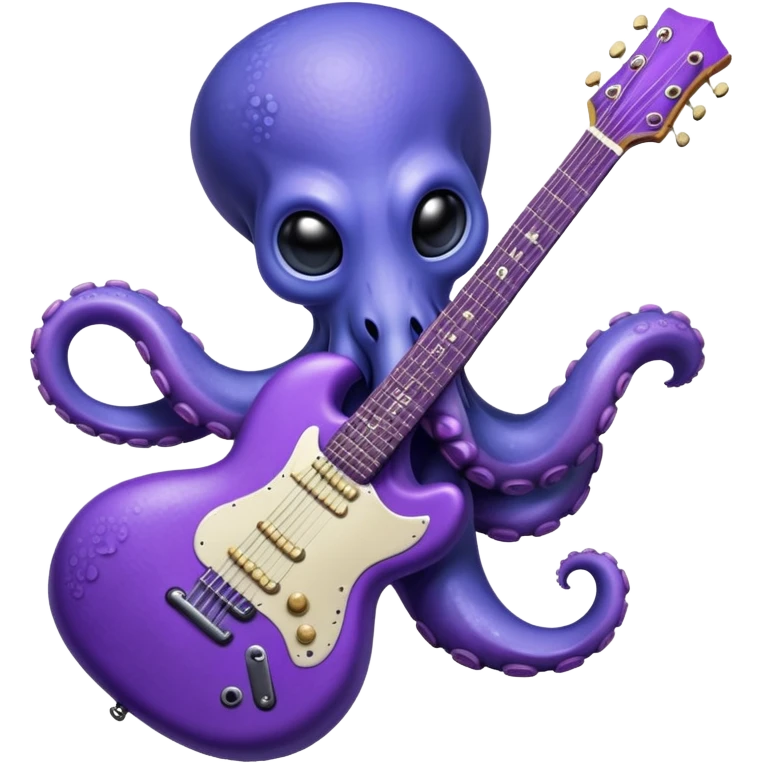 Blue octopus playing a purple guitar  emoji
