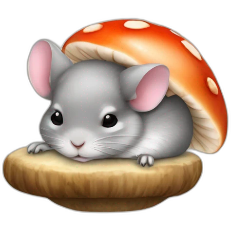 chinchilla sleeping on top of mushroom emoji