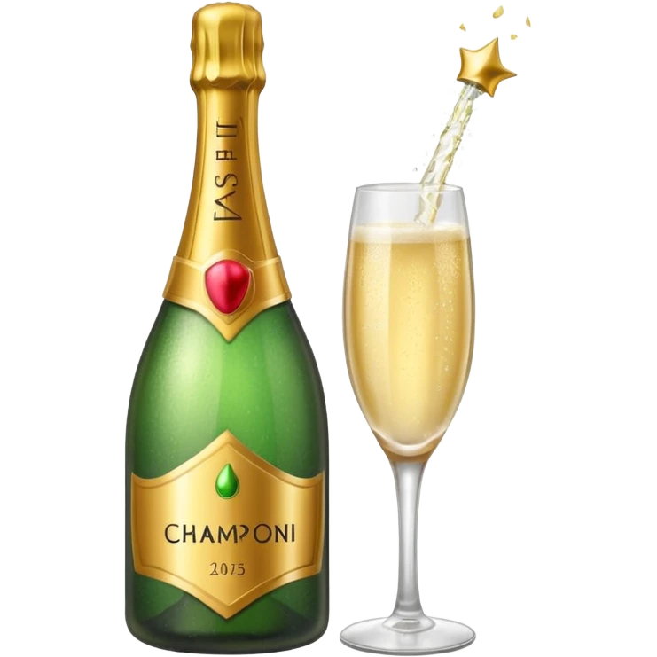 girl with Champagne bottle with party cap, only bottle. emoji