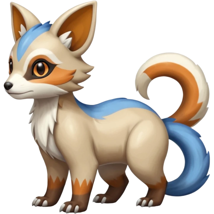 Shiny Brown Orange Blue White Beige Linoone-Absol-Trico-Furret-Hybrid (Full body) emoji