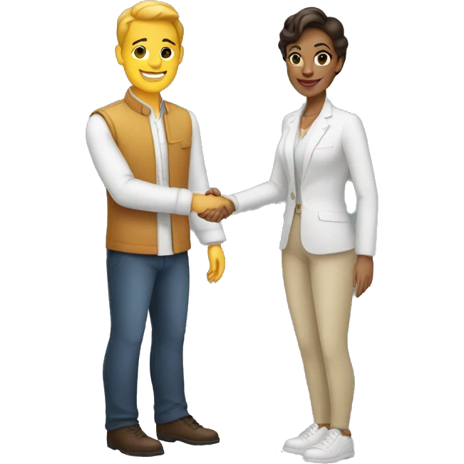 light-skinned restaurateur and blogger shake hands emoji