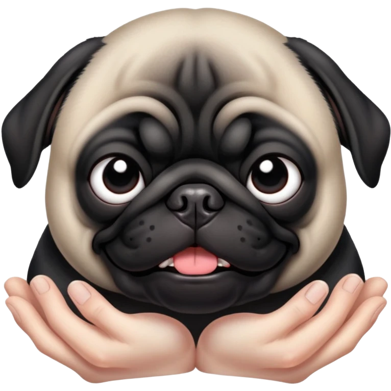 чёрный мопс на руках манька Чикатило emoji