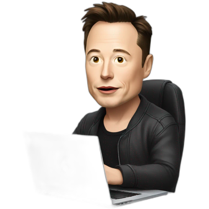 Elon Musk programming with a laptop emoji