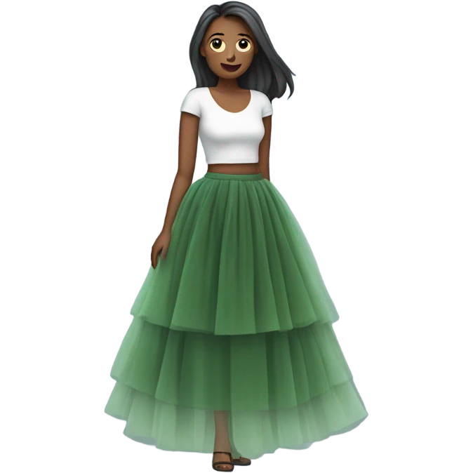 Long Green tulle skirt, isolated emoji