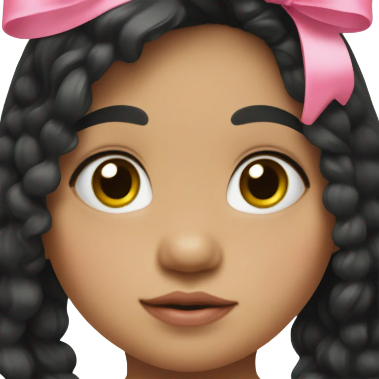 Mexican toddler girl with long black hair and pink bow emoji