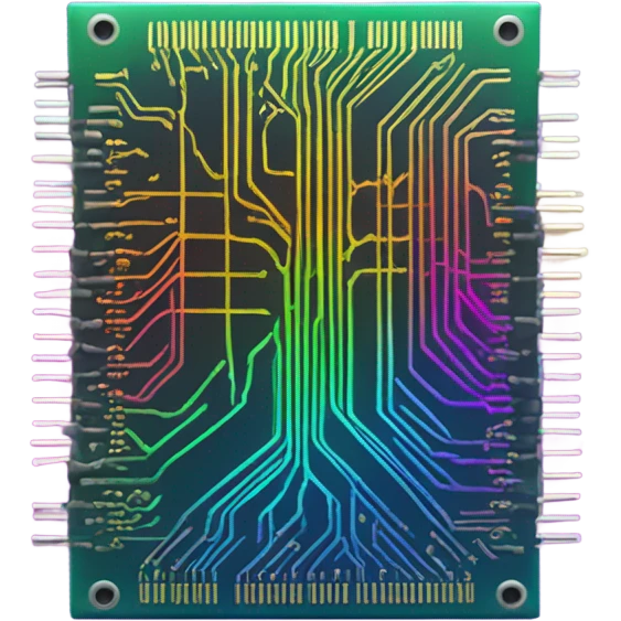 microchip with glowing rainbow lights emoji