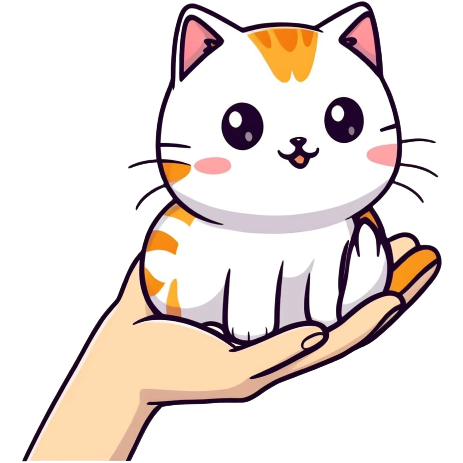 hand petting purring cat emoji