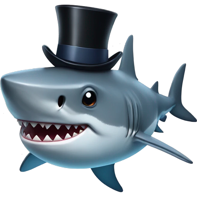 Shark with a top hat emoji