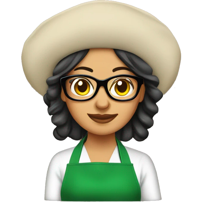 mexican lady green apron  with glasses cooking tacos emoji