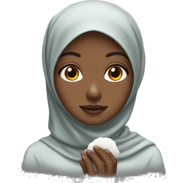 Black hijabi girl with a piece of cotton emoji