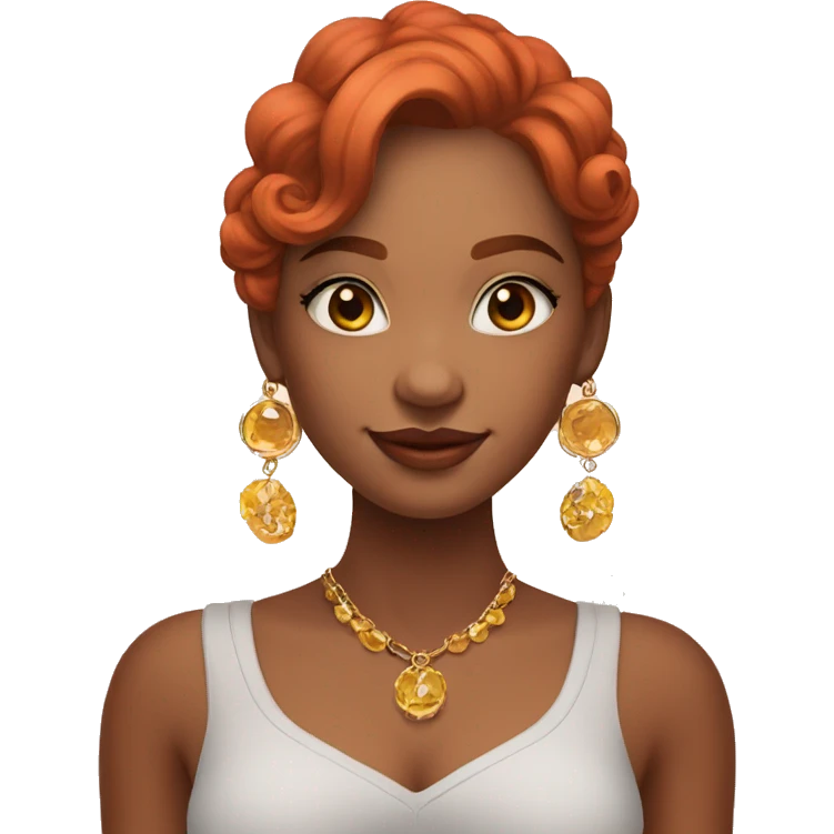 Uma menininha ruiva com brincos que parecem sol emoji