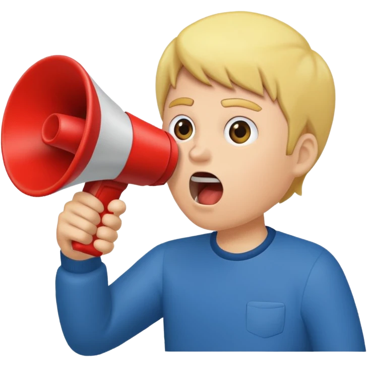  2nd pic yelling into megaphone held in right hand emoji