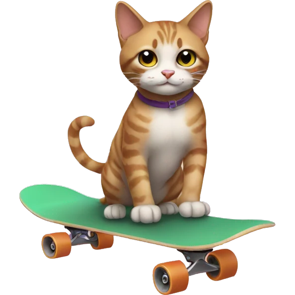 Small cat do a trick on skateboard  emoji