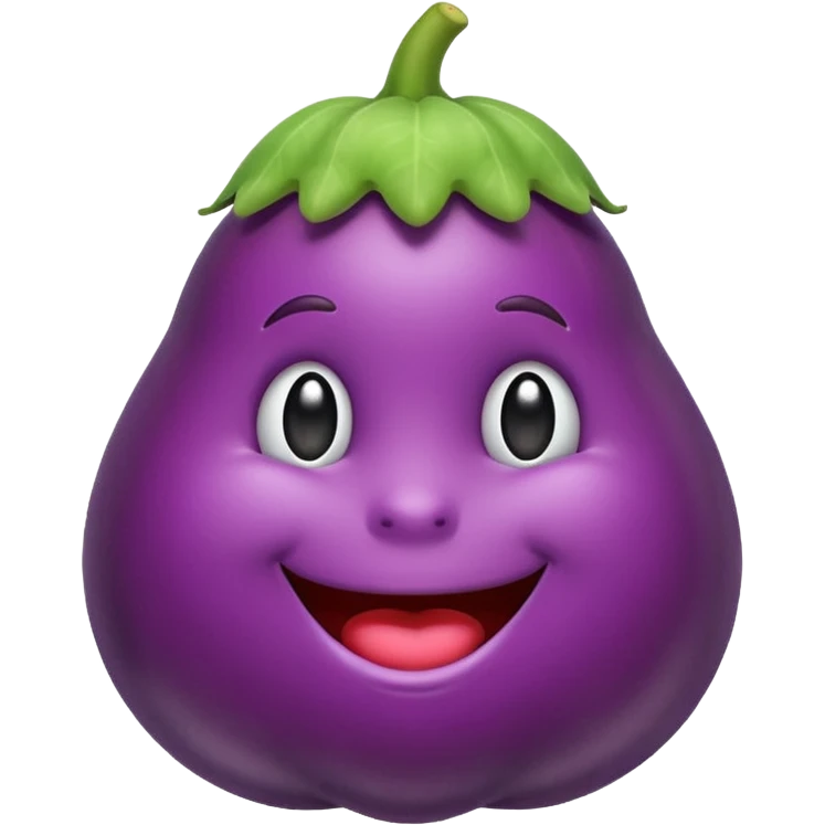 drooling eggplant shaped emoji in early Apple emoji style with minimal shading emoji