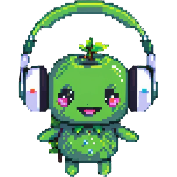 green pea wearing headphones emoji