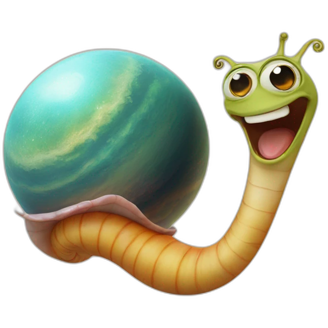 planet Venus with a cartoon grimacing snail face emoji