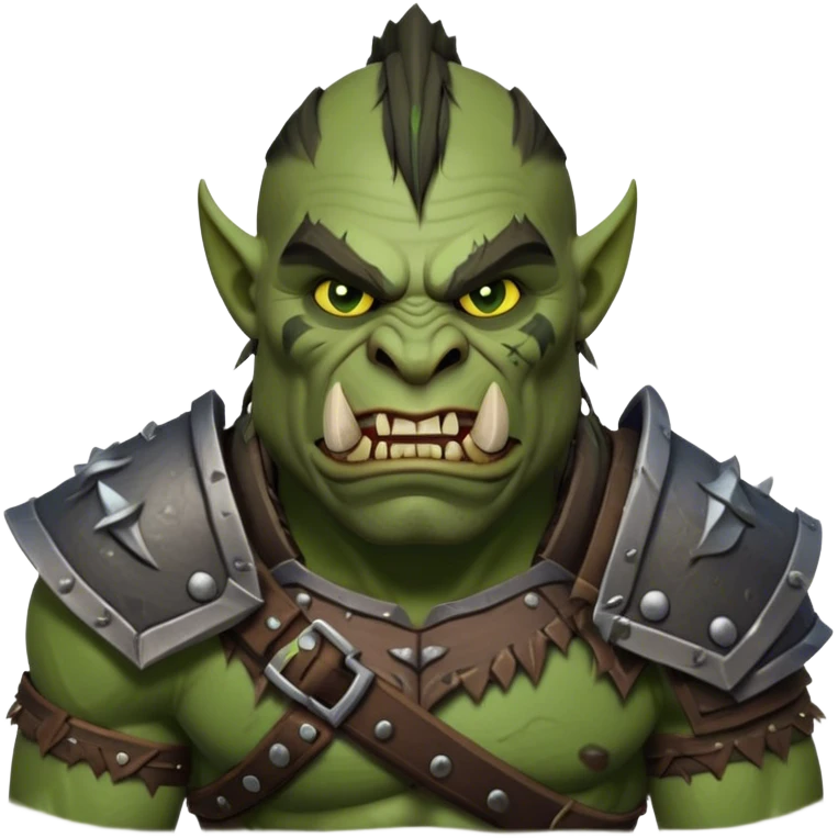 Cinematic Realistic WoW Orc Warrior Portrait, head tilted dramatically with an exaggeratedly amused expression, blending raw, primal might with a touch of unexpected humor. His battle-scarred green skin, robust muscles, and intricately detailed tribal armor in deep, earthy tones are rendered with lifelike texture and dynamic lighting, high shine, dramatic yet whimsical, capturing an orc warrior whose epic strength is matched by a playful, irreverent charm. emoji