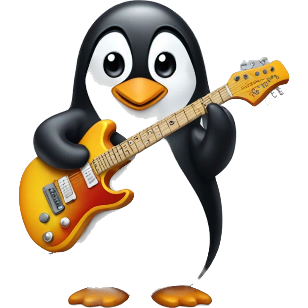 penguin with electric guitar emoji
