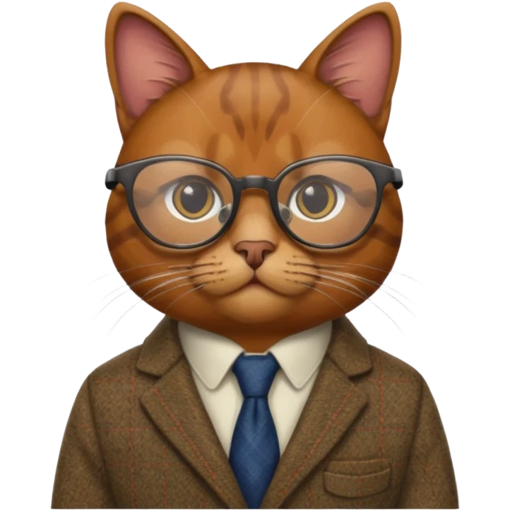 Brown cat as a professor emoji