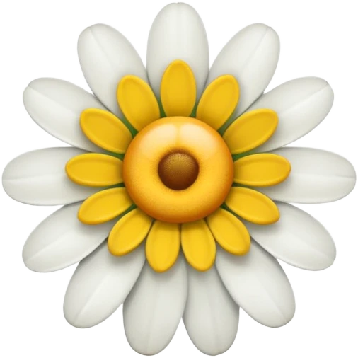 daisy flower, top view, apple style emoji, slightly different petal arrangement emoji
