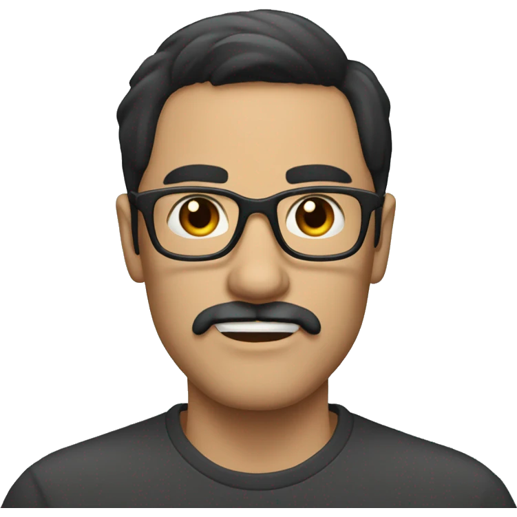 dark hair dark eye man with short mustache wearing glasses emoji