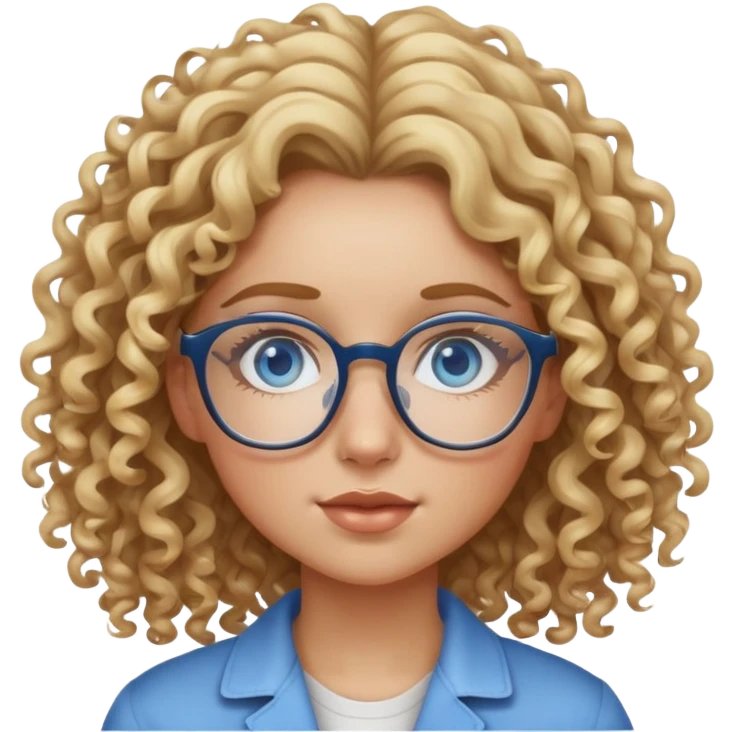 Girl with curly hair with glasses and blonde highlights and blue eyes with pimples emoji