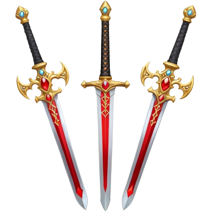 Two Golden royal swords with red gems emoji