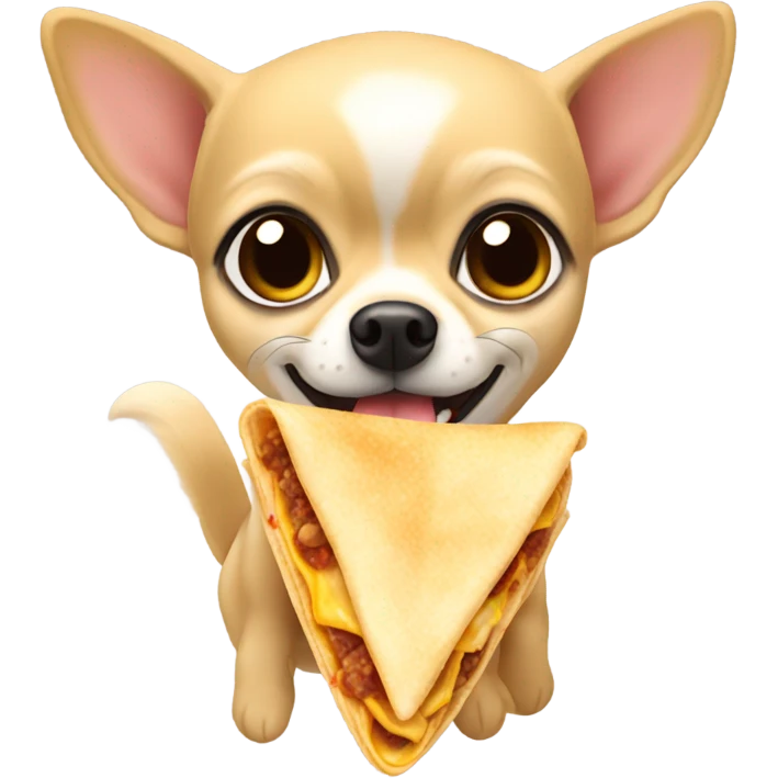 blonde small runt thick chihuahua eating a crunchwrap from taco bell emoji