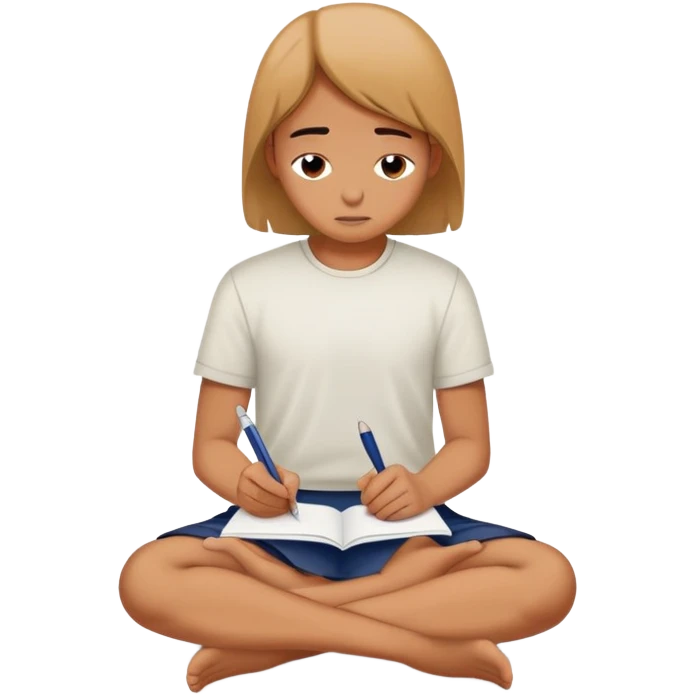 Person on knees writing "Dear God" letter with pleading expression emoji
