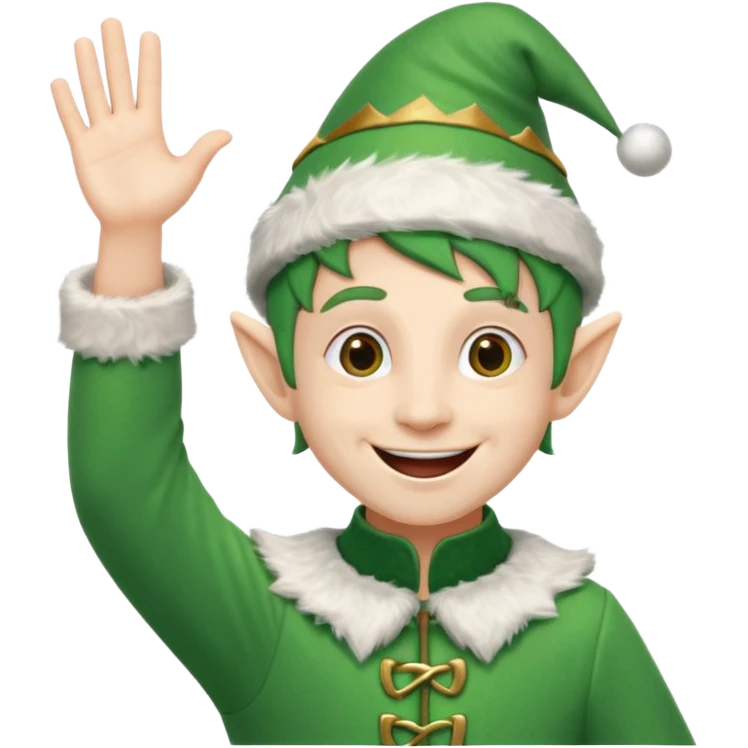 DUENDE NAVIDEÑO SONRIENDO CON DIENTES Y MANOS ARRIBA ANIMANDO emoji