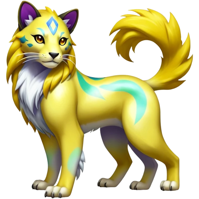 Shiny Elemental Exotic Raikou-Liepard-Persian-Delcatty-Pokémon-Fakémon-hybrid-creature (full body) emoji