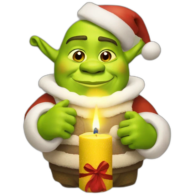 Shrek holding a christmas candle emoji