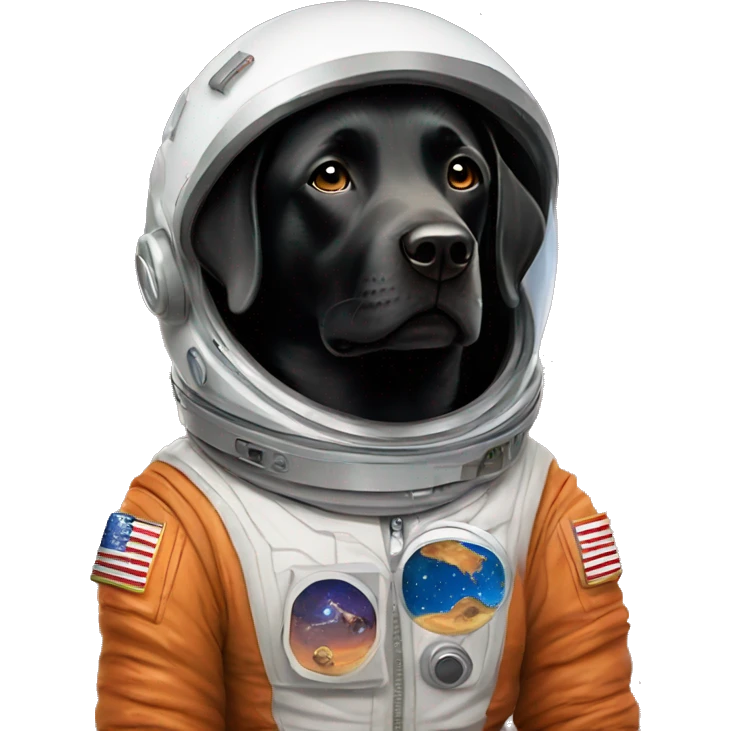 black labrador in Mars spacesuit emoji