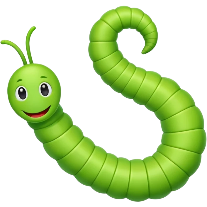long whimsical cartoon worm emoji, exaggerated length emoji