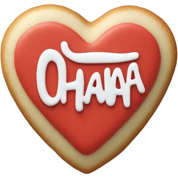Red cookie heart with ohana emoji