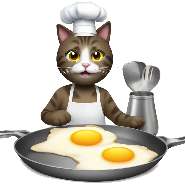 Cat cooking eggs emoji