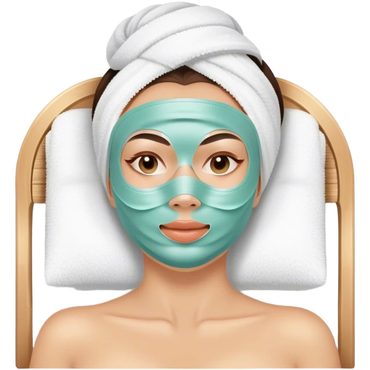 Lady with face mask spa beauty full face relaxing emoji