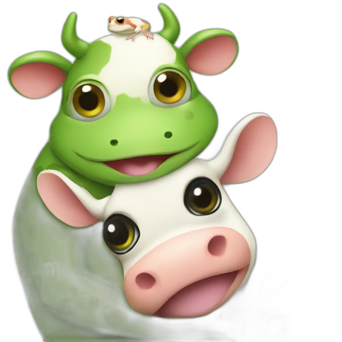 Frog hugging a cow emoji