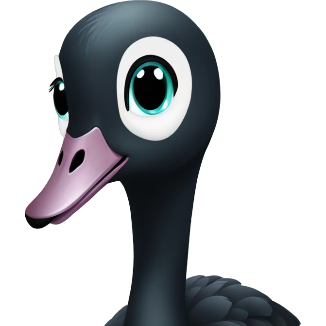 Black Swan with teal eyes  emoji