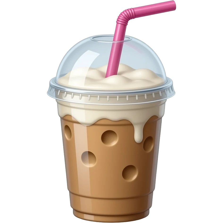 Iced coffee to go cup and pink straw emoji